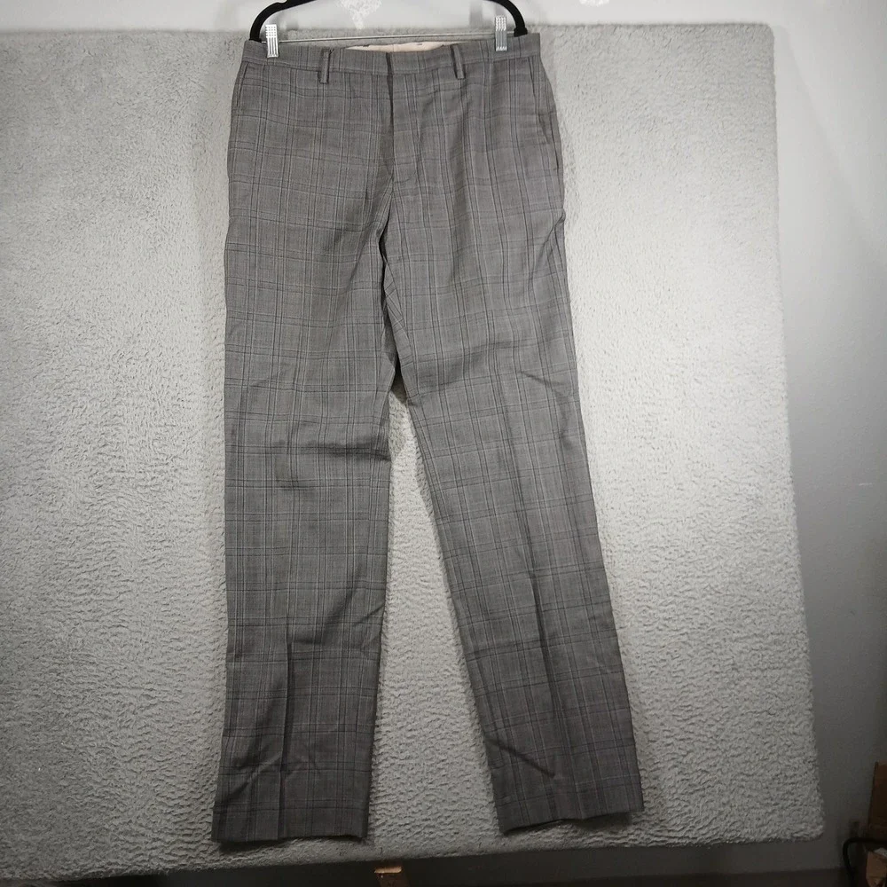 Banana Republic Pants Mens 35 Tailored Slim Fit‎ Grey Plaid Dress